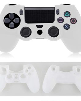 WARUNG Soft Silicone Case Cover For Playstation PS4 Controller (white) with 2 thumb grips