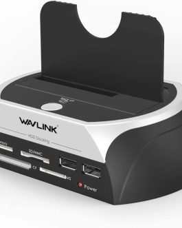 WAVLINK USB 2.0 to SATA External Hard Drive Docking Station with 2 USB 2.0 HUB and TF & SD &MS Card for 2.5 inch/3.5 Inch HDD,SSD Support Backup/UASP Functions [ 8TB ]
