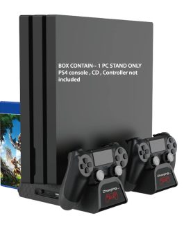 Dobe PS4/PS4 Slim/PS4 Pro Multifunctional Vertical Stand Cooling Fan Stand , Controller Charger with LED Indicators with 12PCS Games Storage