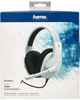 Hama Wired Gaming Headset for PlayStation , Gaming Headphones with Microphone , Over-Ear Headset with Volume Control & Mute Button, Stereo Headphones for PS5 with 3.5 mm Audio Jack plug- White