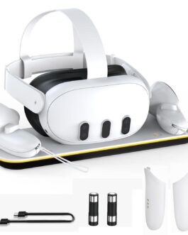 Dobe Charging Dock Station for Oculus Meta Quest 3 Headset and 2 Controllers Fast VR Charging Station with LED Light [On/Off] , VR Charger Display Stand