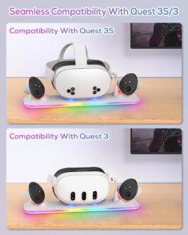 WARUNG Charging Station with Color RGB Light for Oculus Quest 3S/3