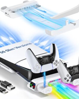 WARUNG PS5 SLIM horizontal cooling stand with controller charger
